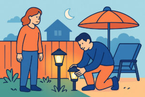 Aurinkokennovalot pihalla – toiminta pimeään aikaan