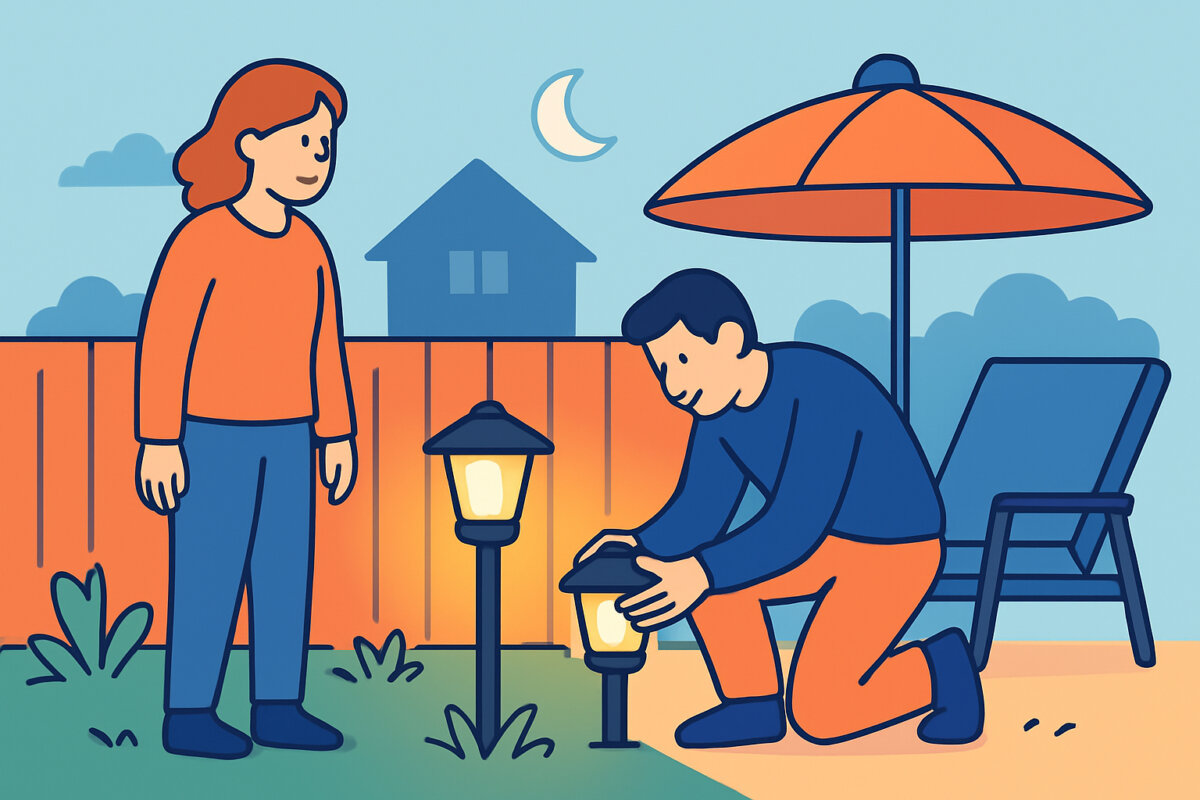 Aurinkokennovalot pihalla – toiminta pimeään aikaan